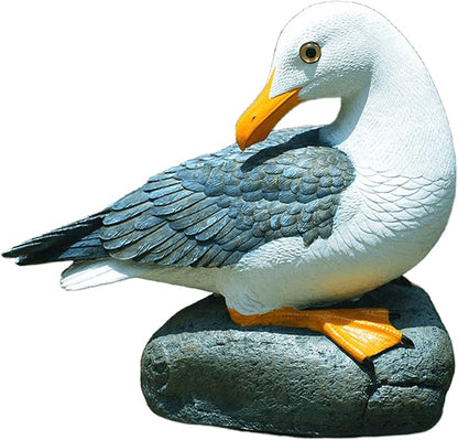 Real Seagull Outdoor Sculpture,Garden Funny Bird Statue,Beach Statue,Resin Animal Seabird Ornaments,Coastal Beach Decor for Outdoor Table Decor for Garden,Terrace,Lawn,Yard