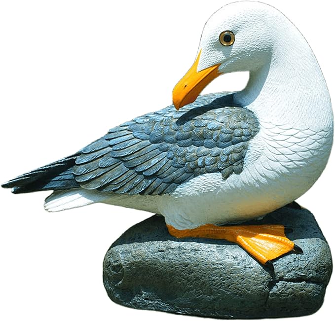 Teaeeno Real Seagull Decoration,Seagull Statue Outdoor Decoration,Seabird Decoration,Seagull Figurine Coastal Garden Decor,Bird Statue Nautical Beach Sculpture,Perfect for Home Garden,Terrace,Yard Art