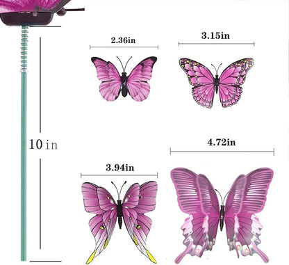 FENELY Butterfly Garden Decor Stakes,Double Wing Waterproof 3D Pink Butterflies Garden Ornaments Outdoor Decorations for Patio Lawn Yard PVC Gardening Art Christmas Whimsical Gifts