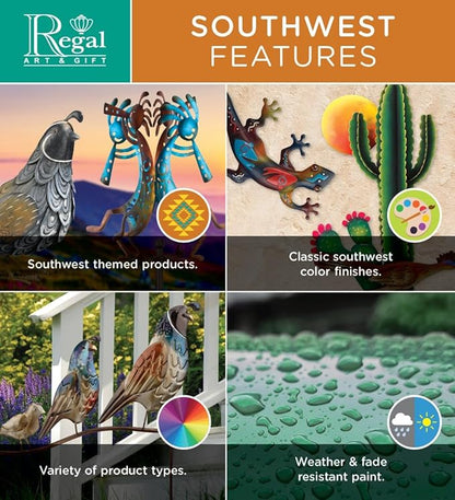 Regal Art & Gift Henna Roadrunner Decor - Decorative Metal Sculpture, Outdoor Bird Decor for Patio, Porch & Garden Décor - Medium