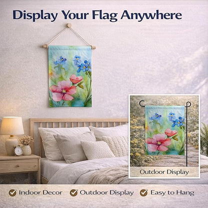 Caroline's Treasures Alaska Forget-me-nots in Watercolor Garden Flag Mailbox Flag Decorative Yard Flag Banner Outside Patio Artwork Yard Flower Beds, Garden Size, Multicolor
