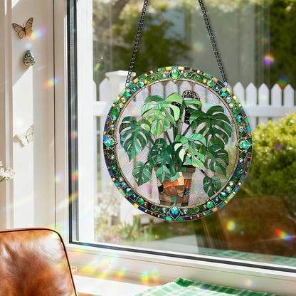 8 Inch Sun Catchers Indoor Window, Acrylic Rainbow Suncatcher Window Hanging Decoration for Living Room Bedroom Summer Home Balcony Ornaments Decoration (64 Leaf)