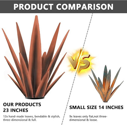 TOMBABY Enlarge Metal Plants Tequila Rustic Sculpture, Outdoor Patio Yard Home Decor Hand Painted Agave Garden Statue, Outdoor Lawn Ornaments Yard Stakes for Mom Gift (1 Big coppery)