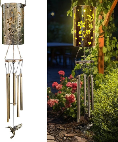 Flamingo Solar Wind Chimes for Outside for Women Glod Flamingo Solar Light Decor for Garden Patio Yard Porch Unique Gift for Mom Grandma Flamingo Birthday Gifts Memorial Windchimes