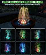 SZMP Solar Fountain Pump Upgraded 100% Glass Panel, 3.5W Solar Powered Fountain Built-in 2000 Battery with 7 Nozzle & 4 Fixer, Solar Fountain for Bird Bath, Pond, Fish Tank, Outdoor
