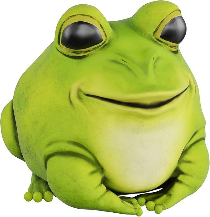 Frog Statue-Resin Chubby Animal Figurine for Outdoor Lawn and Garden Décor-Great for Flower Beds, Fairy Gardens, Backyards and More by Pure Garden