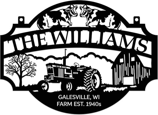 Personalized Metal Farm Sign, Customized Family Name Ranch Sign, Large Last Name Sign for Farmhouse Decoration, Outdoor Farm Wall Art, Welcome Sign, Entrance Gate Sign, Farm Lovers Gift, Garden Decor