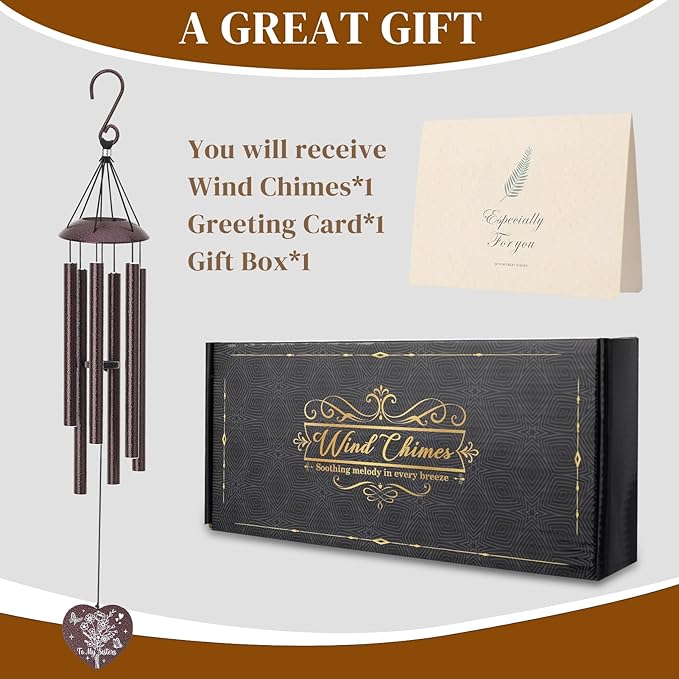 Sister Gifts from Sister,32" Bronze Sister Birthday Wind Chimes Bestie Gift from Mom Women Windchime for Bestie Sisters-in-Law Mother's Day Graduation Christmas Garden Decoration