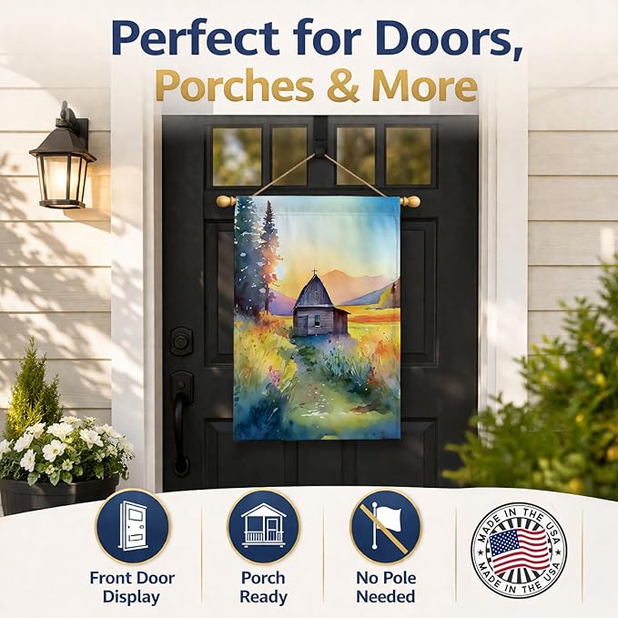 Caroline's Treasures Montana Bitterroot in Watercolor House Flag Large Porch Sleeve Pole Decorative Outside Yard Banner Artwork Wall Hanging, Polyester, House Size, Multicolor