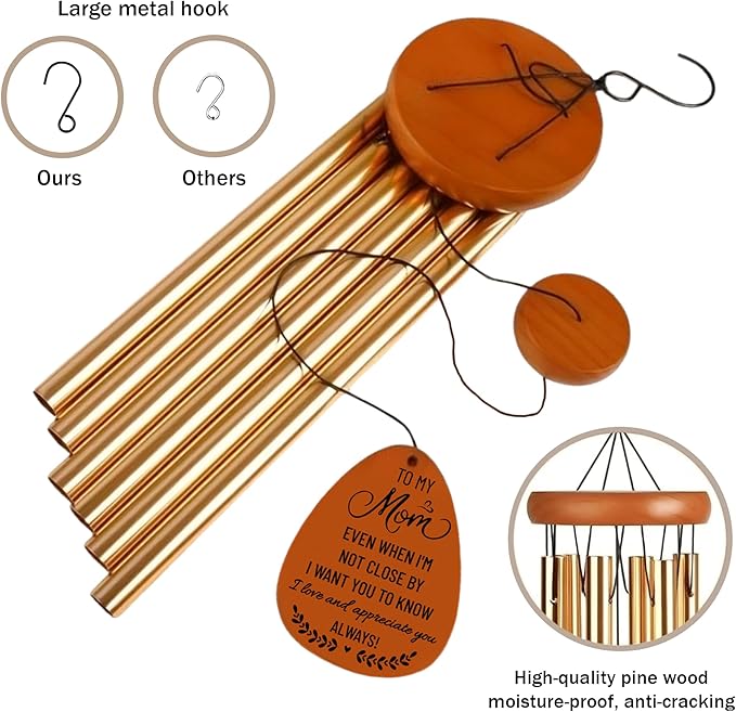 Wind Chimes for Mothers Day - Long Distance Gifts, Mothers Day Wind Chime for Mom - Mom Birthday Gifts from Daughter, Son - Patio, Garden Decor - Large Wind Chimes for Outside Indoor Outdoor 37 Inches