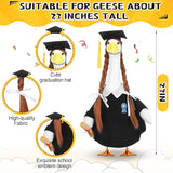 Abbylike Graduation Porch Goose Outfits Graduation Cap with Gold Tassel and Wig Yard Goose Costume Clothes Fits Large 23'' Cement for Garden Yard Statue Lawn Pathway Decorations