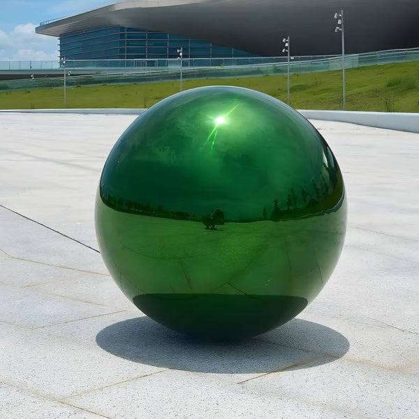 Stainless Steel Gazing Globe Mirror Ball, Decorative Gazing Balls for Garden, Reflective Smooth Garden Ball Sphere for Outdoor Yard Decoration (Green, Dia: 12 inch)