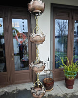 Lotus Rain Chain Cups for Outside, 5 Cups per Meter, Decorative Gutter Downspout Diverter Rain Catcher, Copper Exquisite Rain Chimes Easy Hanging,4m (13ft)