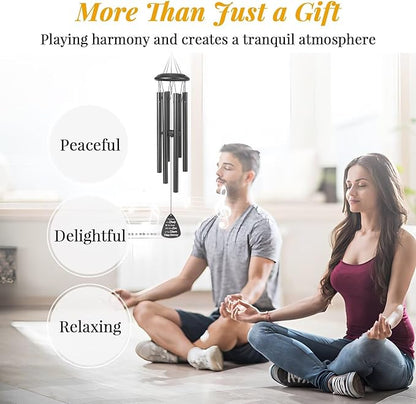 Happy Anniversary Wind Chimes Gifts for Men Women,Romantic Anniversary for Couples, Wife, Husband, Parents, Friends, Happy Anniversaries Decorations, 25'' Wind Chimes Black Gifts