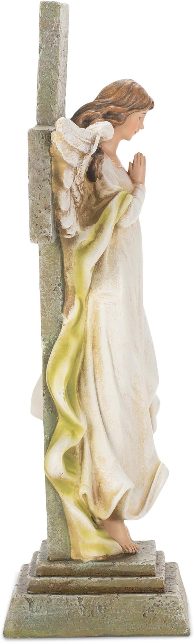 Joseph's Studio by Roman Inc., MEMORIAL ANGEL WITH CROSS, Garden Collection, Religious Statue, Holy Family, Memorial, Angel, Patron Saint, Garden Décor (3x7x12)