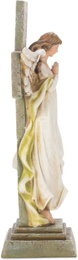 Joseph's Studio by Roman Inc., MEMORIAL ANGEL WITH CROSS, Garden Collection, Religious Statue, Holy Family, Memorial, Angel, Patron Saint, Garden Décor (3x7x12)