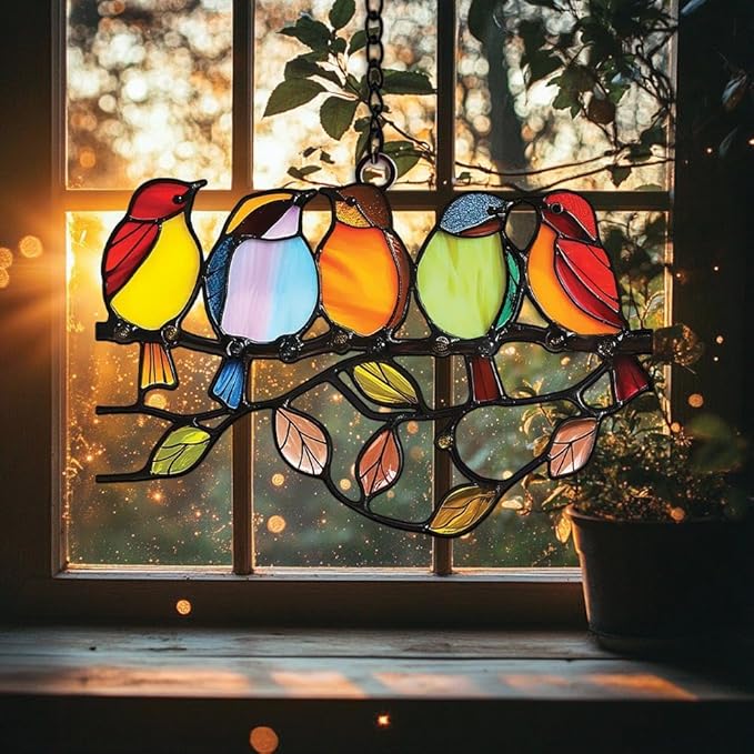 Colorful Bird Acrylic Suncatcher Window Hanging Yard Decor Home Office Decor Bird Lover Gift