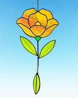 Flower Suncatchers, Stained Glass Window Hangings, Garden Suncatchers for Window and Wall Decor (B-Yellow)