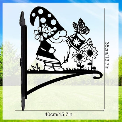 Rngmsi Gnome Plant Hangers Outdoor, Metal Wall Mounted Hanging Plant Bracket Outside, Flower Pot Bird Feeder Wind Chimes Hangers Decorations
