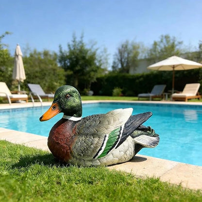 Outdoor Duck Statues: Resin Decor-Realistic Floating Mallard Ducks, Waterproof for Pond, Garden, Patio Ornaments, Ideal for Pool Backyard Lawn Decoration and Cake Toppers.