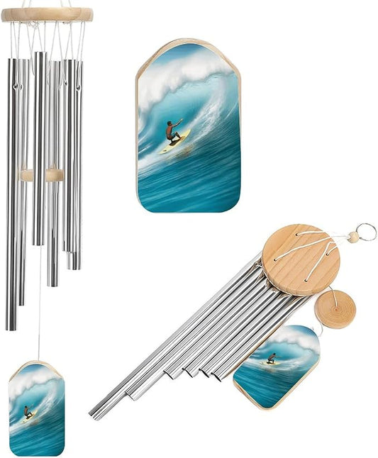 Wind Chimes for Outside,Surfing Printed Cute Aluminium Windchimes Outdoors,Soothing Melodic Memorial Wind Chime for House Porch Patio Garden Balcony Decor