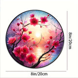 Banax Stained Glass Window Hanging Sunrise Suncatcher, 8 Inch Round Plum Blossom Glass Sun Catcher for Window Wall Art for Home, Patio, Porch, Outdoor Garden Décor Gift
