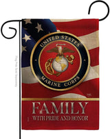 US Marine Family Honor Burlap Garden Flag - Armed Forces Corps USMC Semper Fi United State American Military Veteran Retire Official - House Banner Small Yard Gift Double-Sided 13 X 18.5