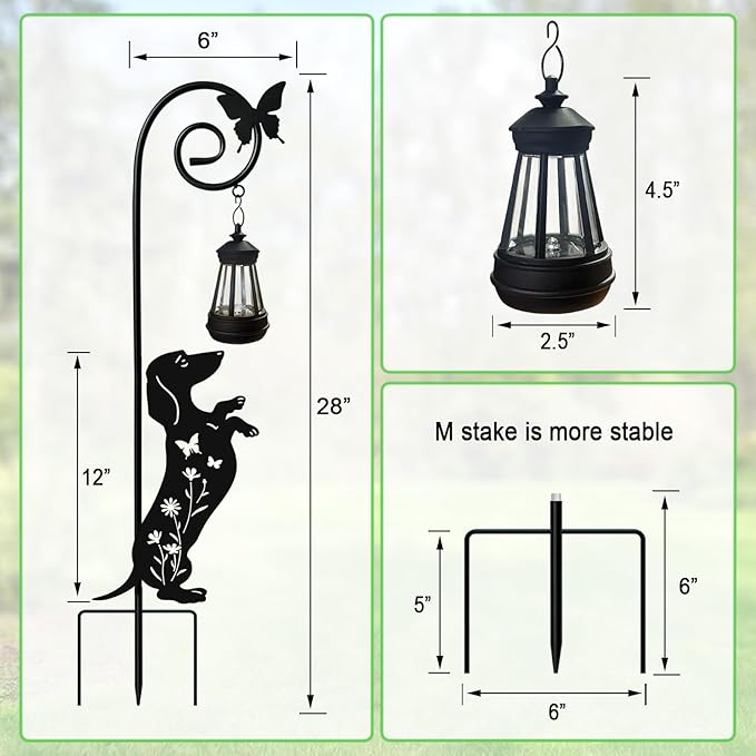 Dog Solar Lights Outdoor Decoration,Dachshund Gifts for Women,Solar Lantern Silhouette Animal for Yard,Pathway,Lawn Ornament Garden Stakes