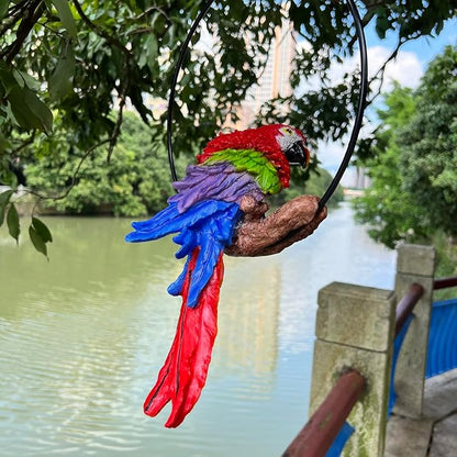 Resin Parrot Statue, Hanging Parrot Sculpture for Home Decor Garden Patio Decor Ornament, Gift