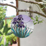 Acrylic Window Hanging, Purple Flowers Romantic Suncatcher for Home Garden Decor, Door Window Decoration, Christmas or Birthday Gifts for Women Family or Friends