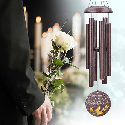 Personalized Wind Chimes, 36inch/45inch Custom Name Keepsake, Gifts for Loss of Loved One, Memorial Wind Chimes in Loving Memory of Dad/Mom, Butterfly Fly to Heaven (Produced in USA)