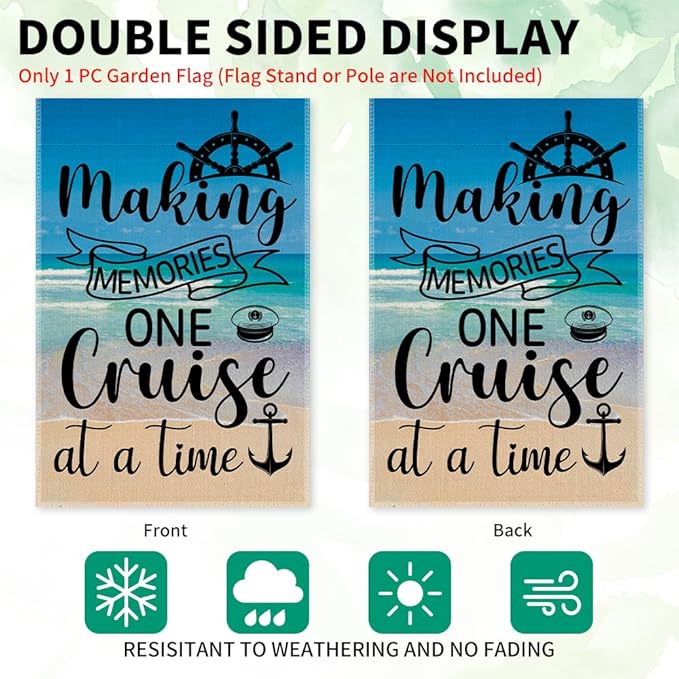 Making Memories One Cruise At A Time Welcome Garden Flag Gifts, Double Sided Beach Indoor Outdoor Decor Yard Flags, Cruise Vacation Gifts, Cruises Door Decoration Flag, Roving Lovers Present