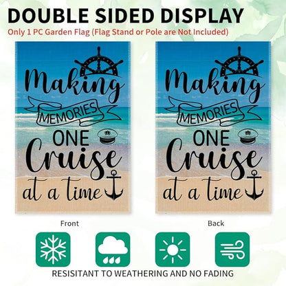 Making Memories One Cruise At A Time Welcome Garden Flag Gifts, Double Sided Beach Indoor Outdoor Decor Yard Flags, Cruise Vacation Gifts, Cruises Door Decoration Flag, Roving Lovers Present