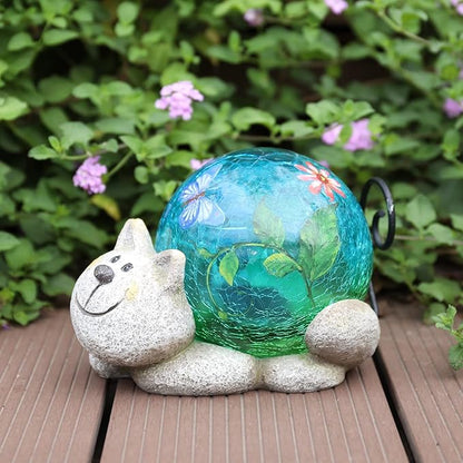 Afirst Garden Cat Statue Outdoor Decor - Resin Outdoor Figurine Glass Solar Lights Indoor Outdoor Decorations Patio Lawn Yard Art Ornaments