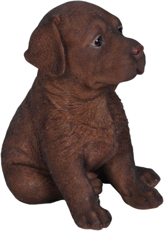 HI-LINE Sitting Labrador Puppy Outdoor Garden Statue - 6.5" - Brown
