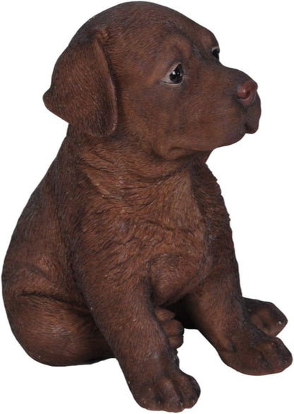 HI-LINE Sitting Labrador Puppy Outdoor Garden Statue - 6.5" - Brown
