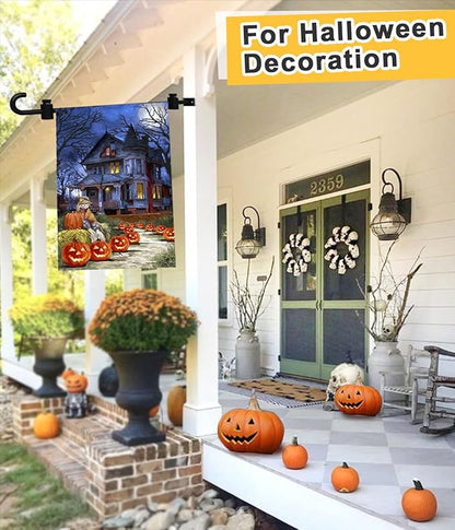 Koutemie Wall Garden Flag Stand Holder Pole — Metal Garden Flag Scroll Hanger with 2 Stoppers for 12 x 18 Outside Mailbox Post Décor, Black, 2 Pack