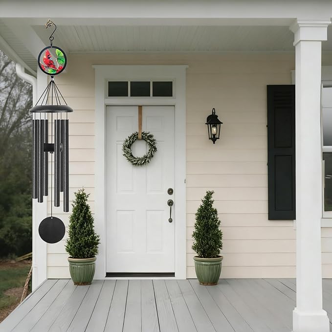 Cardinal Wind Chimes - 50-Inch Extra-Long Style,6 Thick Tubes, Cardinal Design, Soothing Deep Tone Suitable for Garden Decora, Sincere Sympathy Gifts to Grief and Honor Loved Ones