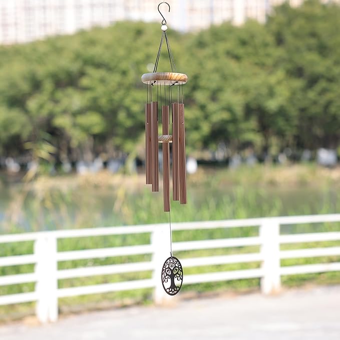 Deep Tone Wind Chimes for Outdoor - Handcrafted Copper Pipe Wind Chime with Tree of Life Pendant, Melodic Garden & Patio Decor (Ideal Gift for Mother, Grandmother, Housewarming) (Style 2)