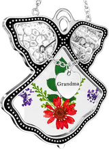 KY&BOSAM Grandma Angel Suncatcher Stained Glass Suncatchers for Windows Hanging Wind Chime with Pressed Dried Flower and Metal Trim Charm Birthdays Gifts for Grandma Mothers Day Valentines Christmas
