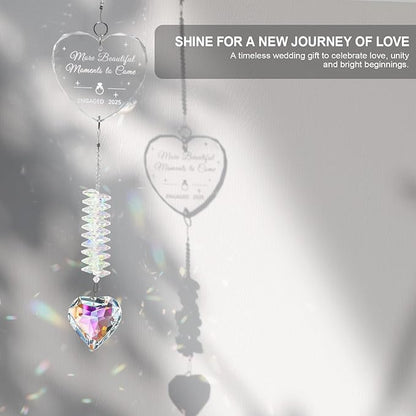 Engagement Gifts for Couples, Crystal Suncatcher for Newly Engaged, Hanging Crystal Gift Ornament, Congratulations Decorations for Friends Just Engaged 2025