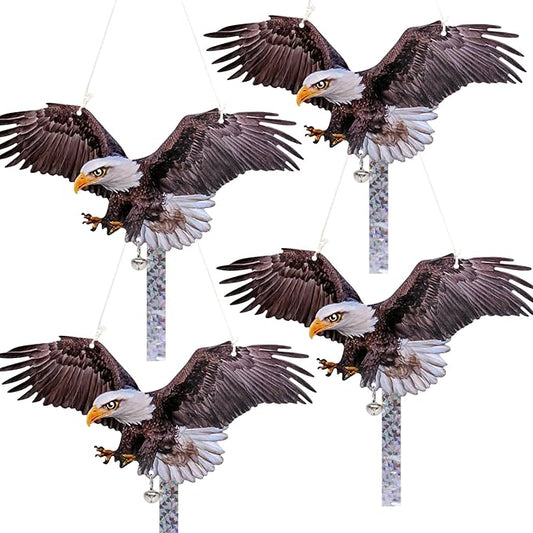 4Pack Hanging Fake Owl to Scare Pigeon Squirrels, Reflective Hanging Owl Decoration Barn Swallow Deterrent with Reflective Tape Effective Garden Owls Scare Devices for Outdoor Garden Yard