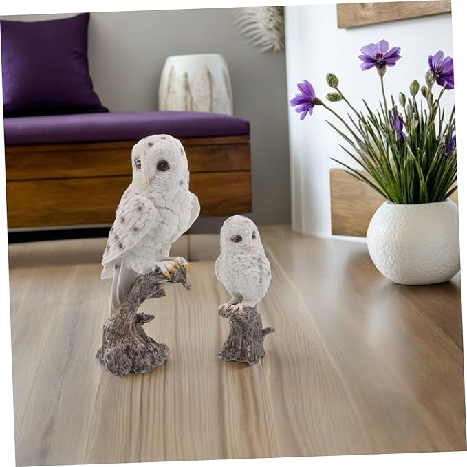 DOITOOL 2PCS Realistic Owl Figurine Weather-Resistant Garden Statues with Fine Detailing for Outdoor Patio Porch Decor and Science Learning
