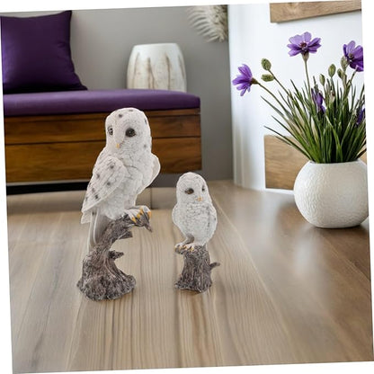 DOITOOL 2PCS Realistic Owl Figurine Weather-Resistant Garden Statues with Fine Detailing for Outdoor Patio Porch Decor and Science Learning