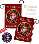 Marine Corps Garden Flag - Set Wall Hanger Armed Forces USMC Semper Fi United State American Military Veteran Retire Official - House Banner Small Yard Gift Double-Sided Made in USA 13 X 18.5