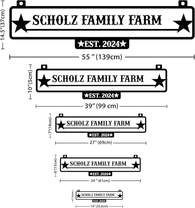 Personalized Metal Farm Sign, Customized Family Name Ranch Sign, Large Last Name Sign for Farmhouse Decoration, Outdoor Farm Wall Art, Welcome Sign, Entrance Gate Sign, Farm Lovers Gift, Garden Decor