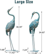 35-40 Inch Standing Garden Crane Statues for Outdoor, Metal Birds Yard Art Garden Crane Sculpture for Home Backyard Pond Patio Lawn Spring Decoration, Easter Decorations for Home, Set of 2