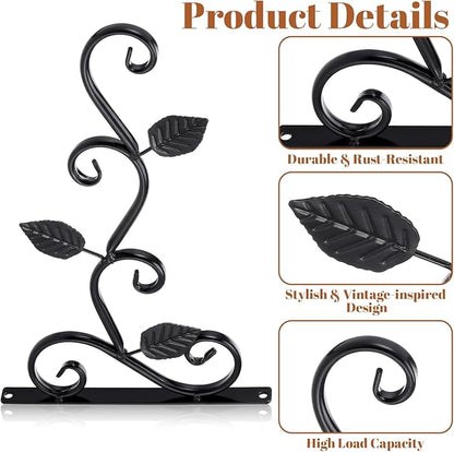 6 Pack Hanging Plant Brackets 12-Inch, Black Iron Wall Hooks for Planters, Lanterns, Bird Feeders & Wind Chimes Indoor/Outdoor