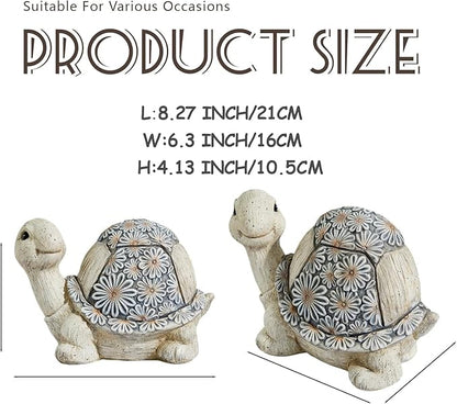 Artpaul Turtle Statue for Garden Decor Handcrafted Outdoor Vintage Turtle Sculpture with Floral Shell Lawn Ornaments Yard Decor Turtle Gift