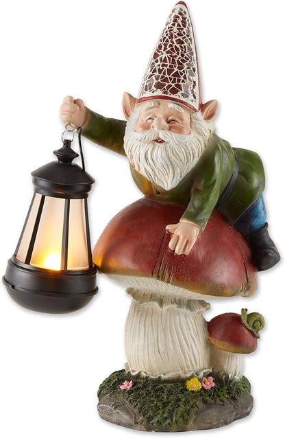 Zingz & Thingz Day & Night Garden Décor Solar Statue Figurine, 5.5x8.5x13, Gnome Mushroom